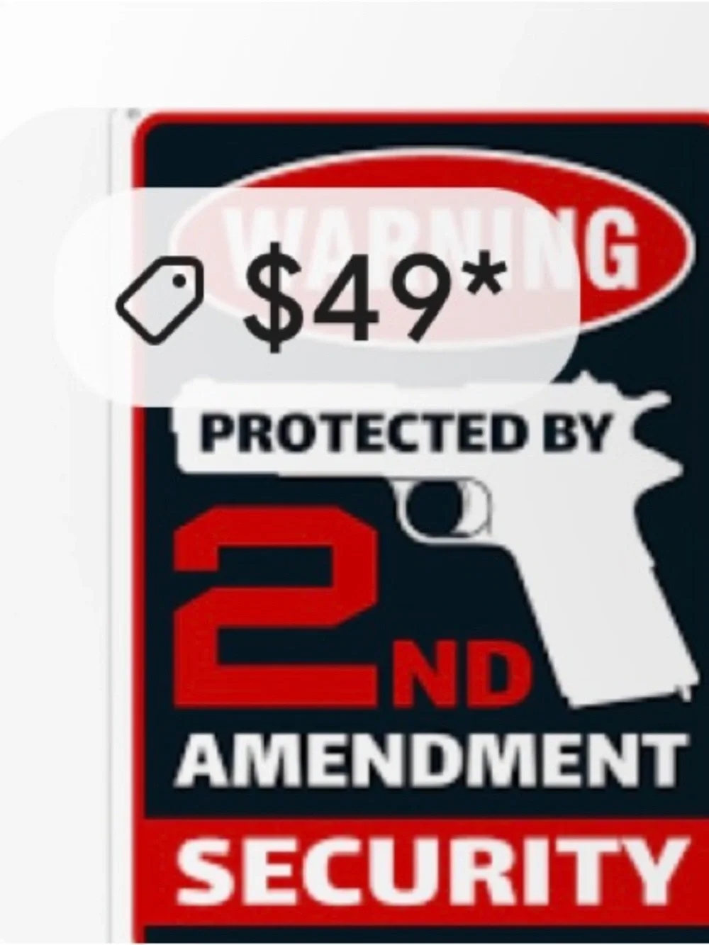 Warning: Protected by 2nd Amendment Security Sign - Black/Red/White
